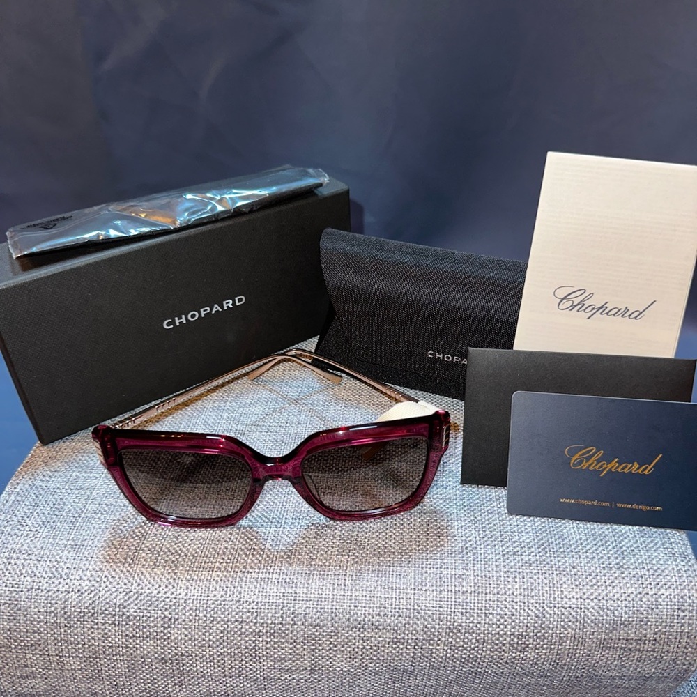 ✨ Chopard Luxury Sunglasses – Red with Gold Arms (Brand New) ✨